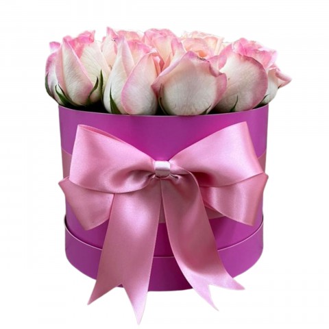 Arranjo na Caixa com 18 Rosas Cor de Rosa